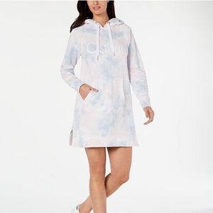 Calvin Klein Blue and White Tie Dye Hoodie Dress